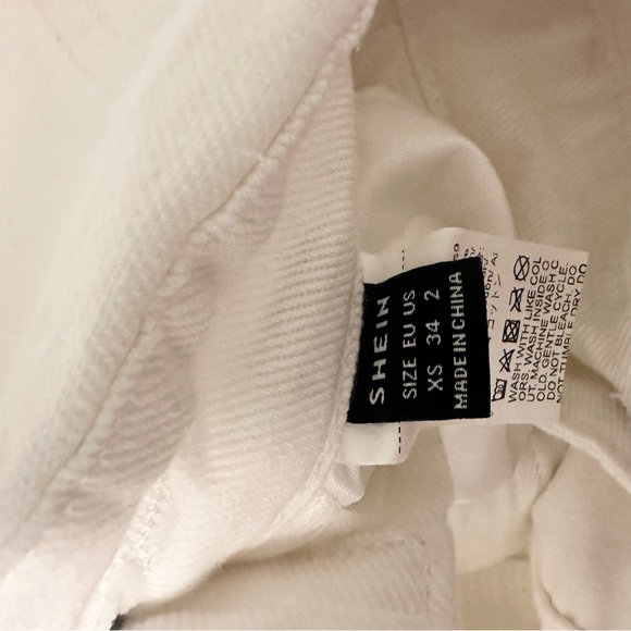 SHEIN White Denim Overalls with Adjustable Straps Women's XS size 2 Slant Pocket - Picture 7 of 7